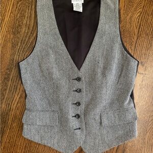 Vintage Black & White Herringbone Vest - Size 10